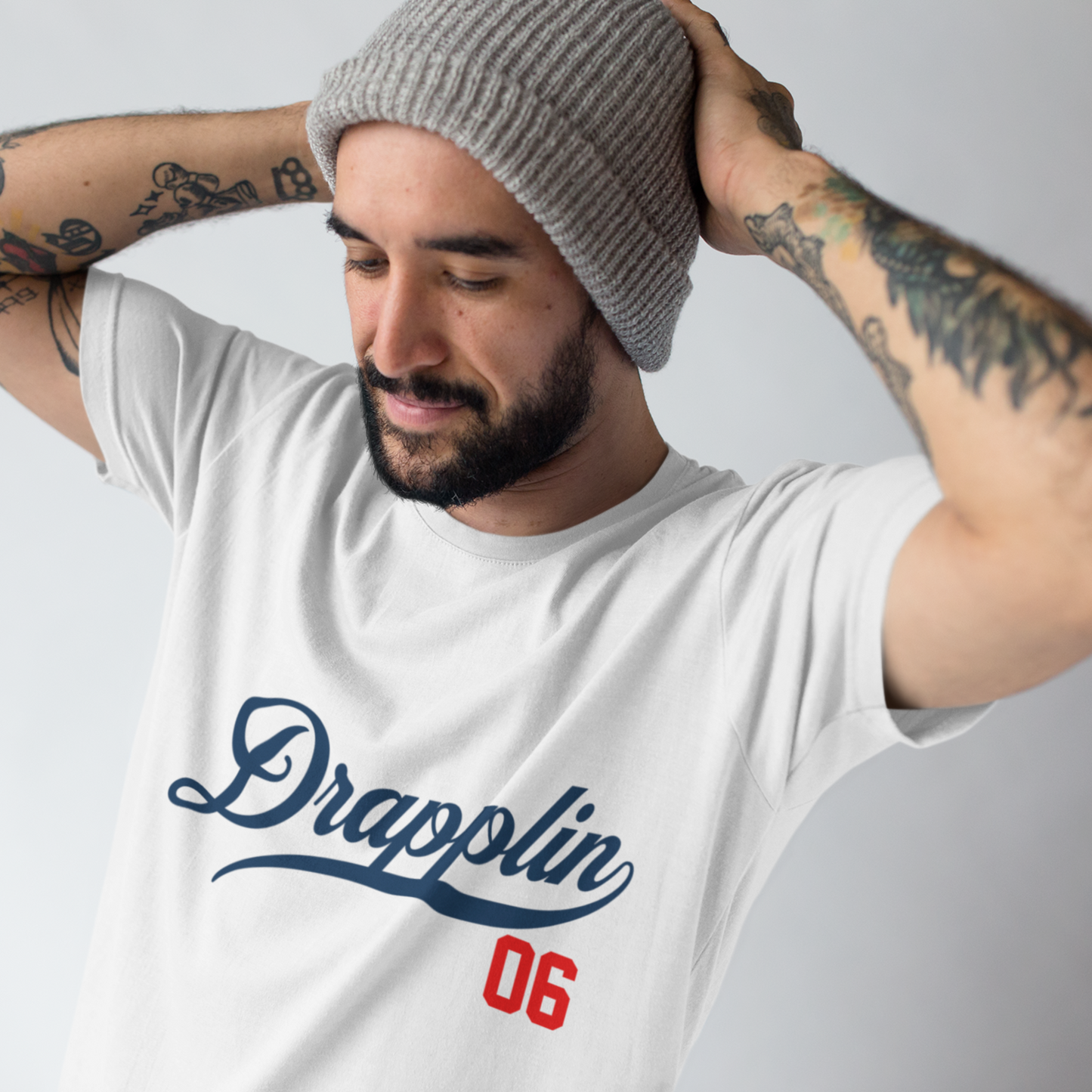 Drapplin 06 White Crew Neck Graphic Printed T-shirt