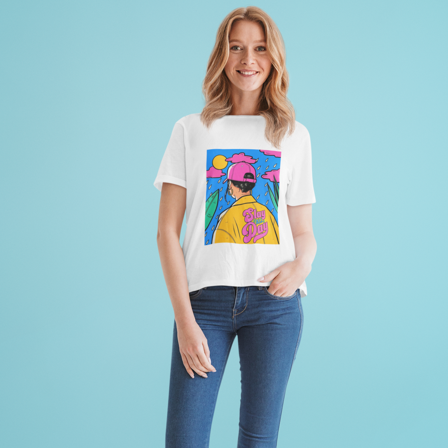 Slay Woman White Relaxed Fit Printed T-shirt