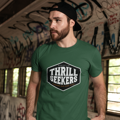 Thrill Seekers Forest Green Crew Neck Graphic Printed T-shirt