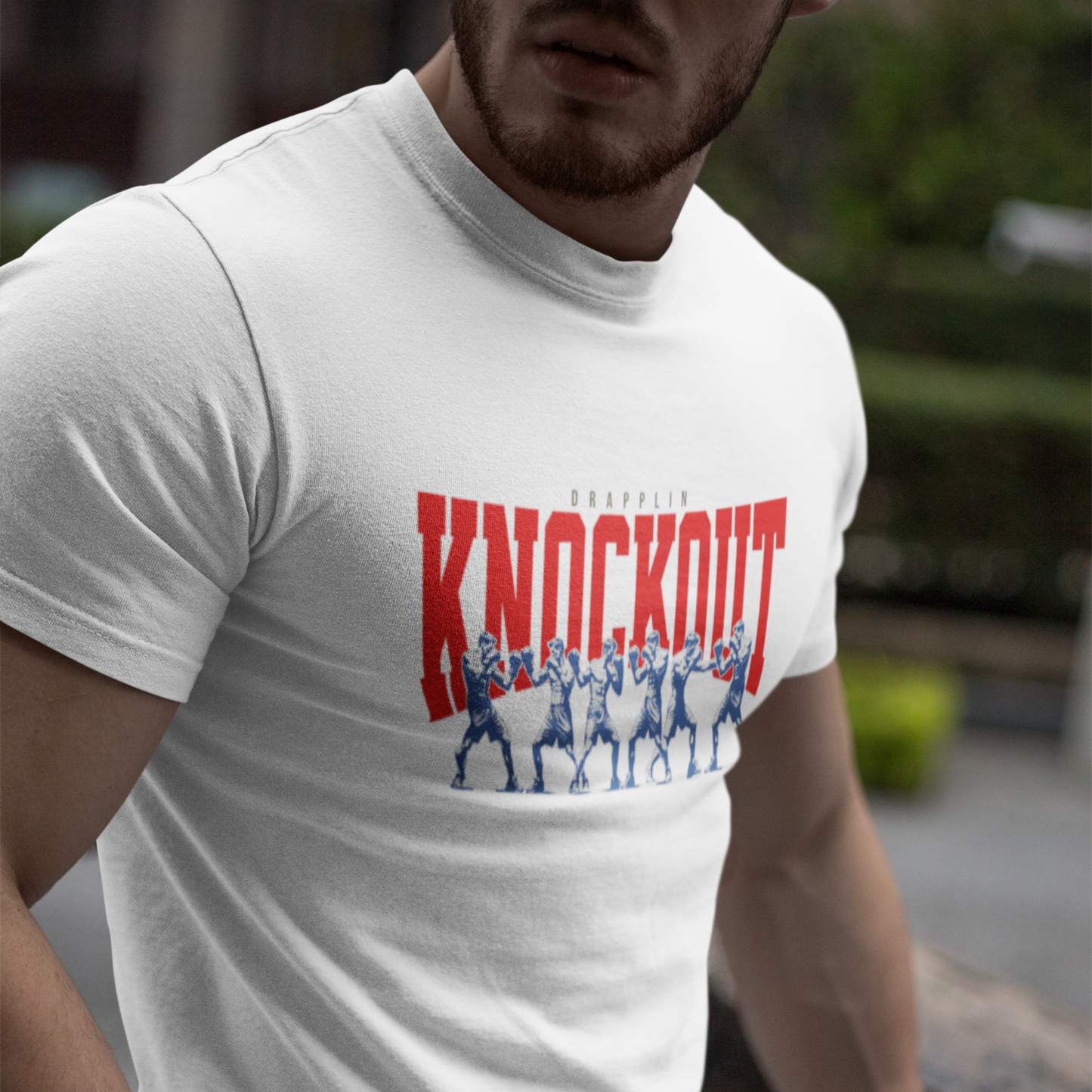 Knockout Premium White Crew Neck Graphic Printed T-shirt