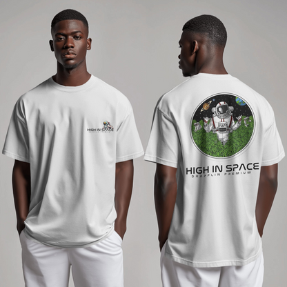 Space Premium White Oversized Typography Back Printed T-shirt