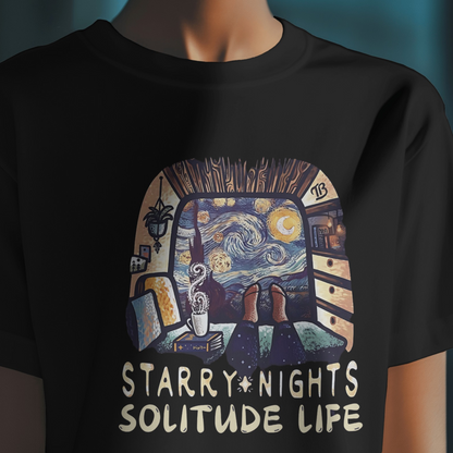 Solitude Black Woman Regular Fit Printed T-shirt