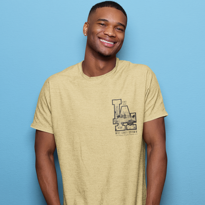 LA Beige Crew Neck Graphic Printed T-shirt