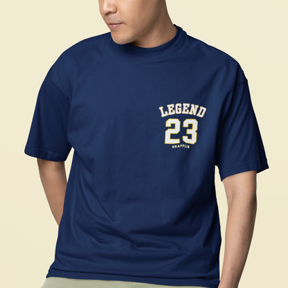 Legend Premium Navy Blue Oversized Typography Back Printed T-shirt