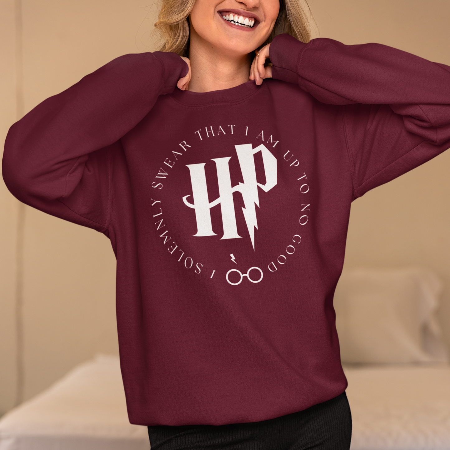 Harry Potter Maroon Woman Regular Typographic Printed Sweatshirt