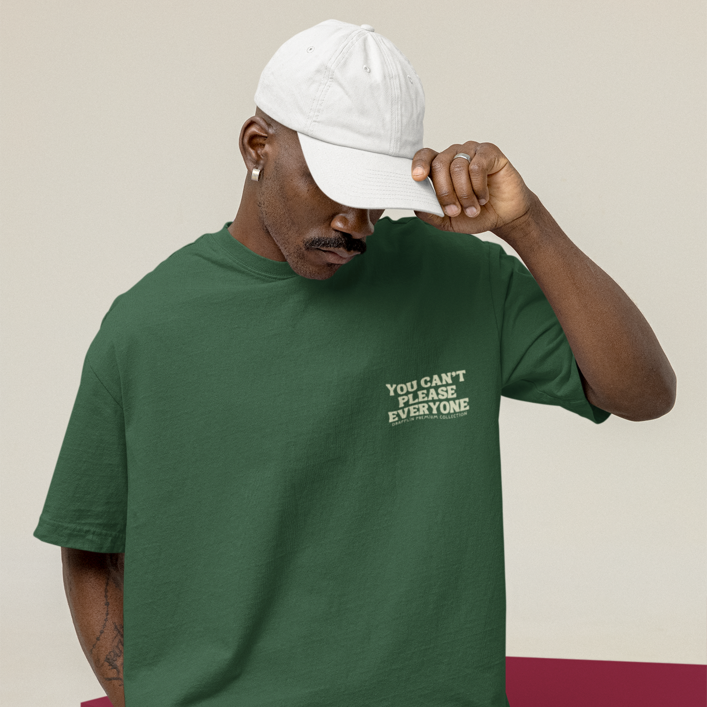 Can't Please Everyone Premium Forest Green Oversized Typography Back Printed T-shirt