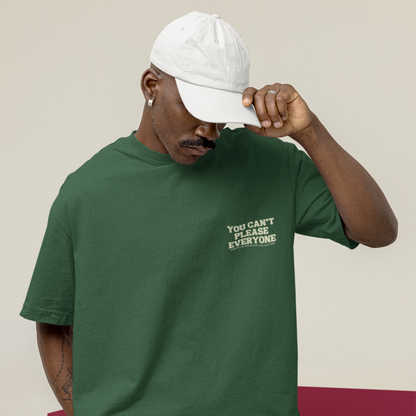 Can't Please Everyone Premium Forest Green Oversized Typography Back Printed T-shirt