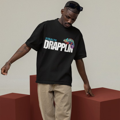 Stealth Premium Black Oversized Typography Printed T-shirt