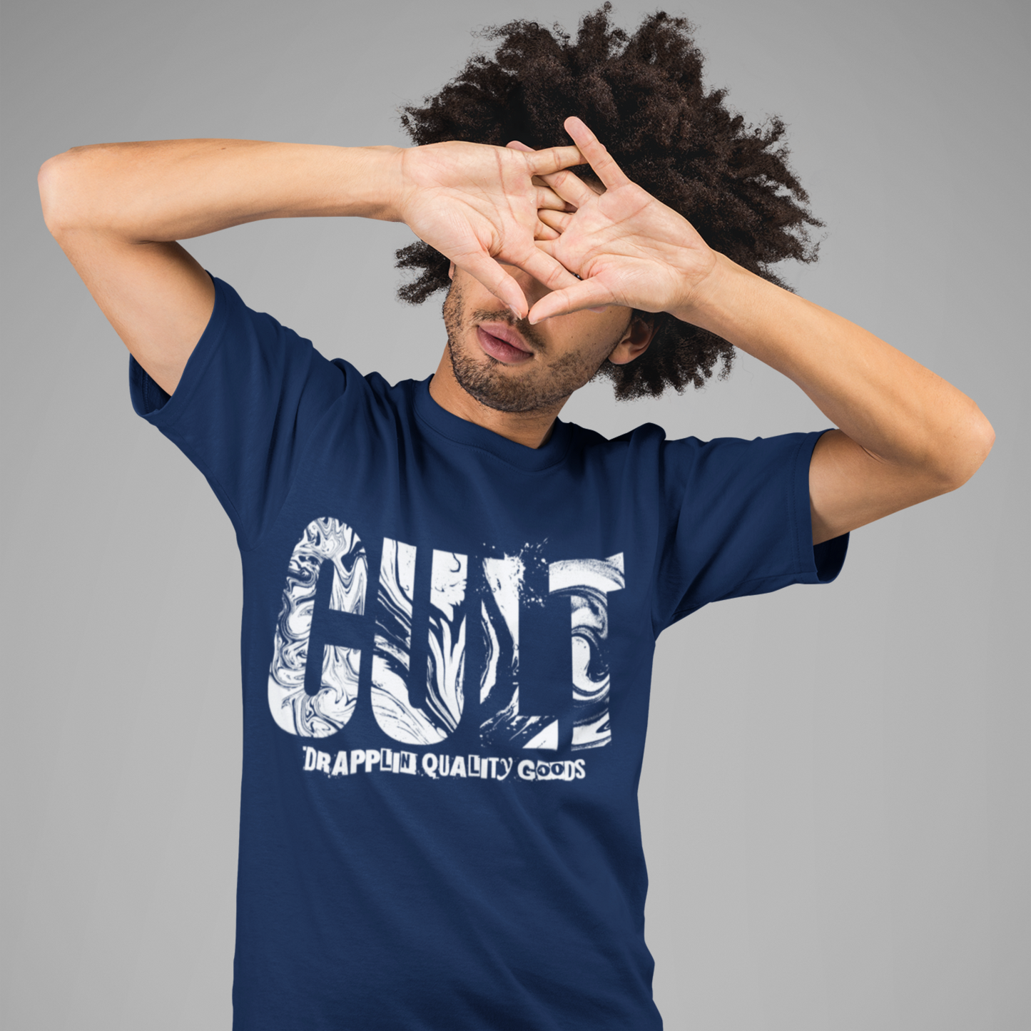 Cult Premium Navy Blue Crew Neck Graphic Printed T-shirt