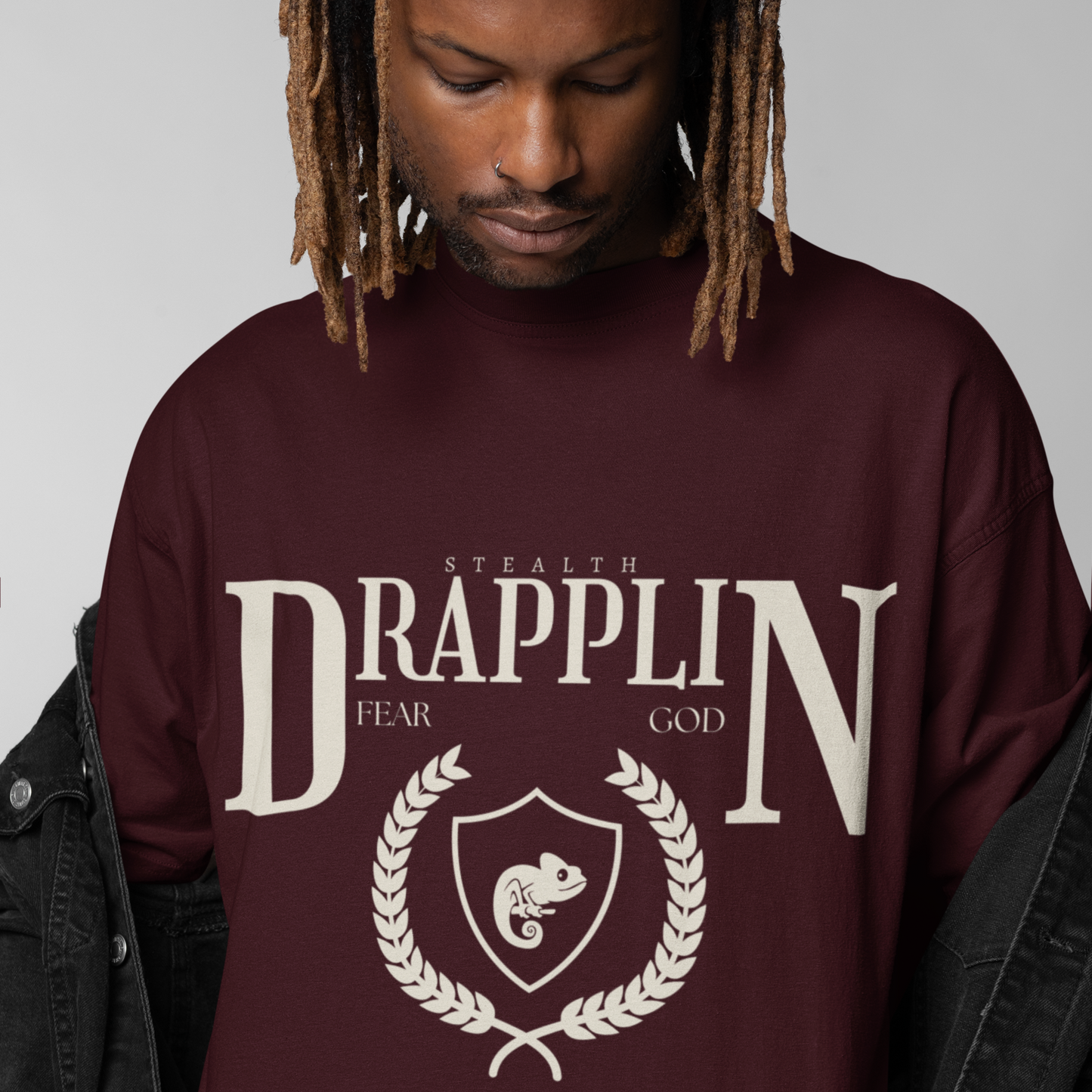 Drapplin Standard Premium Maroon Oversized Printed T-shirt