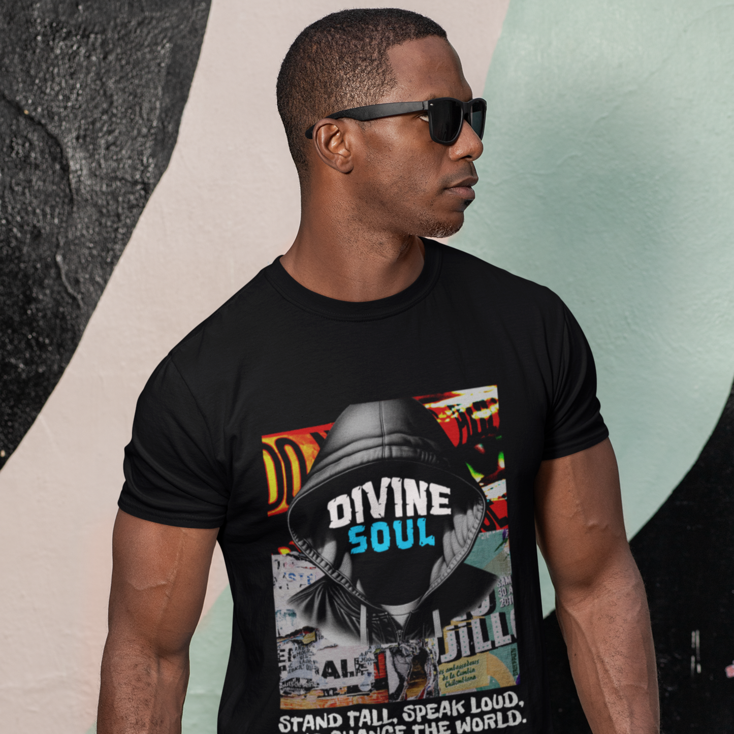 Divine Soul Black Crew Neck Graphic Printed T-shirt