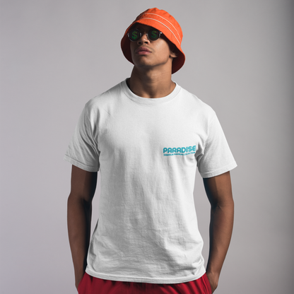 Paradise White Premium Crew Neck Back Graphic Printed T-shirt