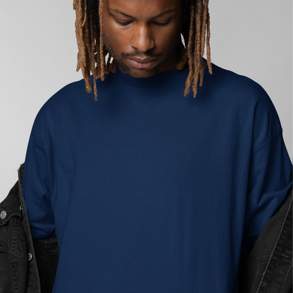 Premium Navy Blue Oversized Solid Plain T-shirt