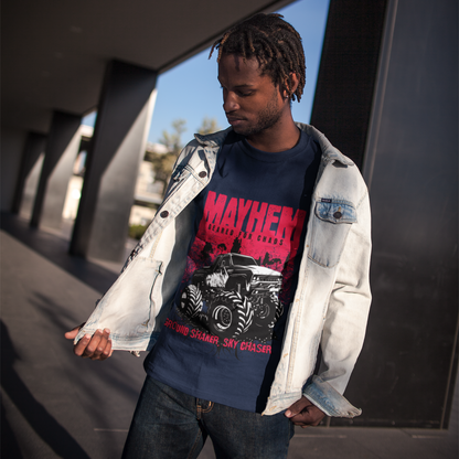 Mayhem Premium Navy Blue Oversized Printed T-shirt