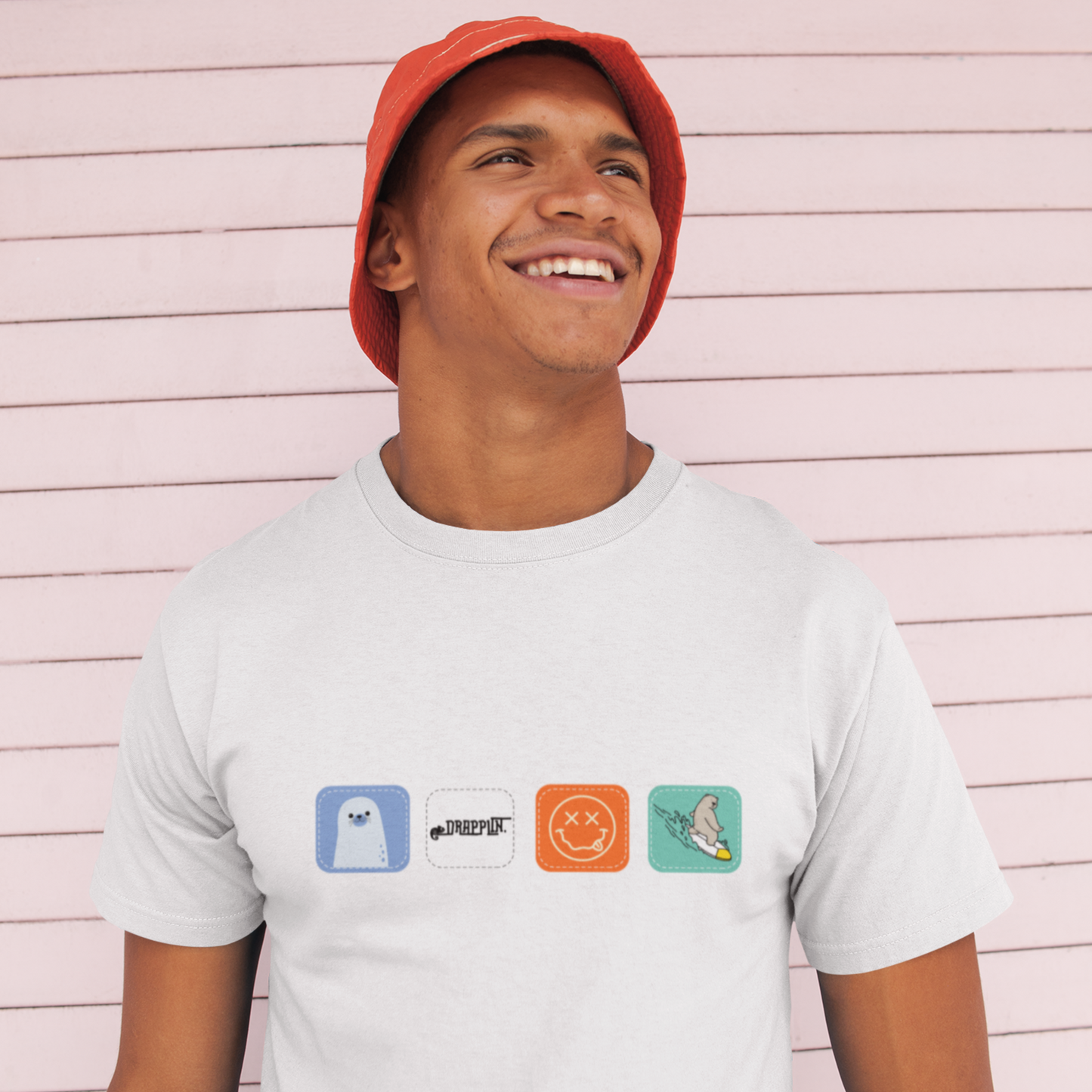 Drapplin Boxes White Crew Neck Graphic Printed T-shirt