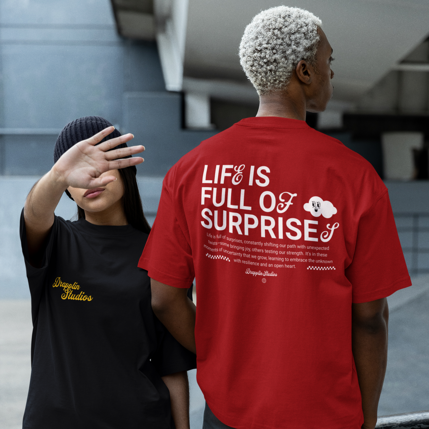 Surprises Premium Red Oversized Typography Back Printed T-shirt