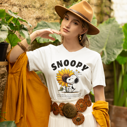 Snoopy White Woman Regular Fit Printed T-shirt