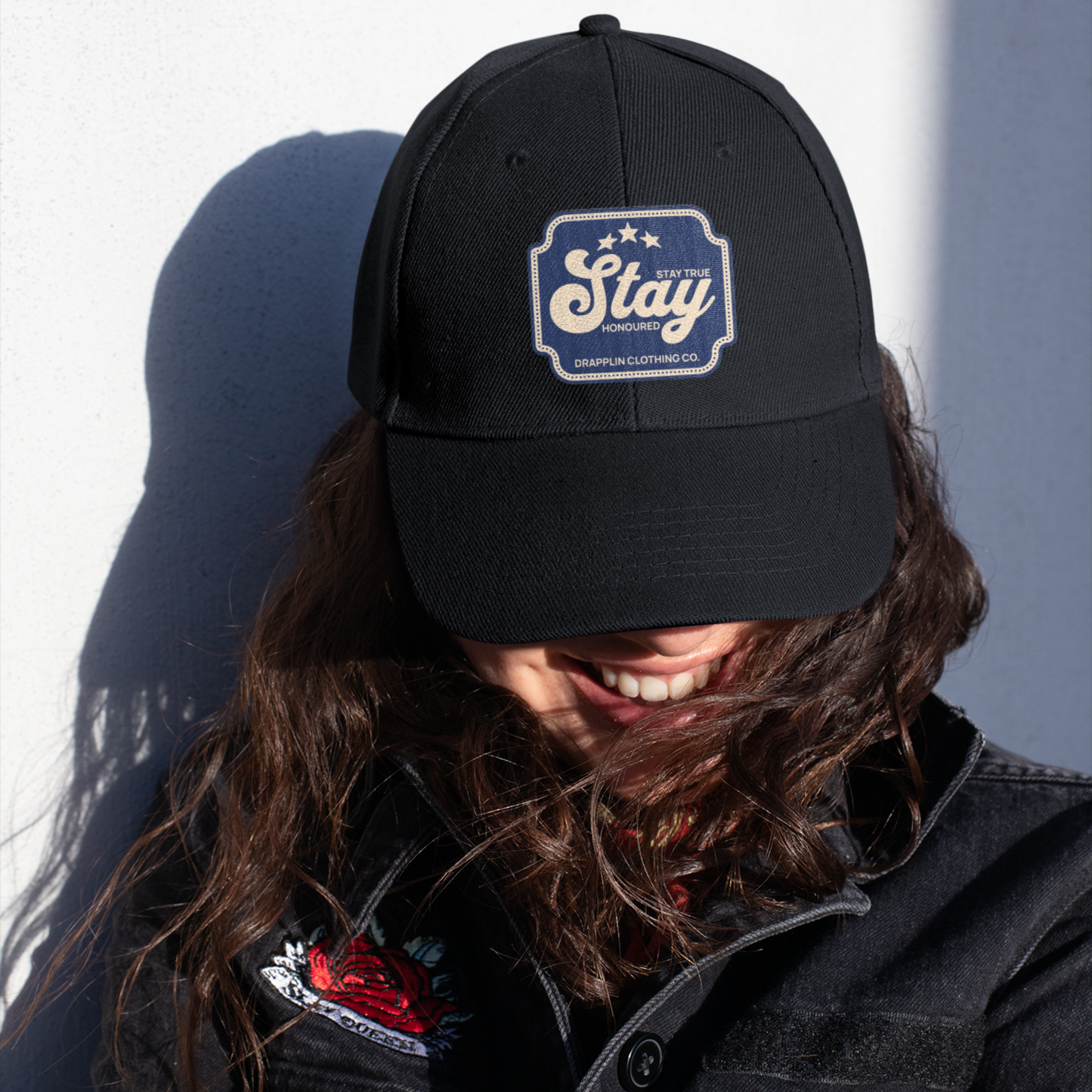 Unisex Stay Patch Premium Black Baseball Cap