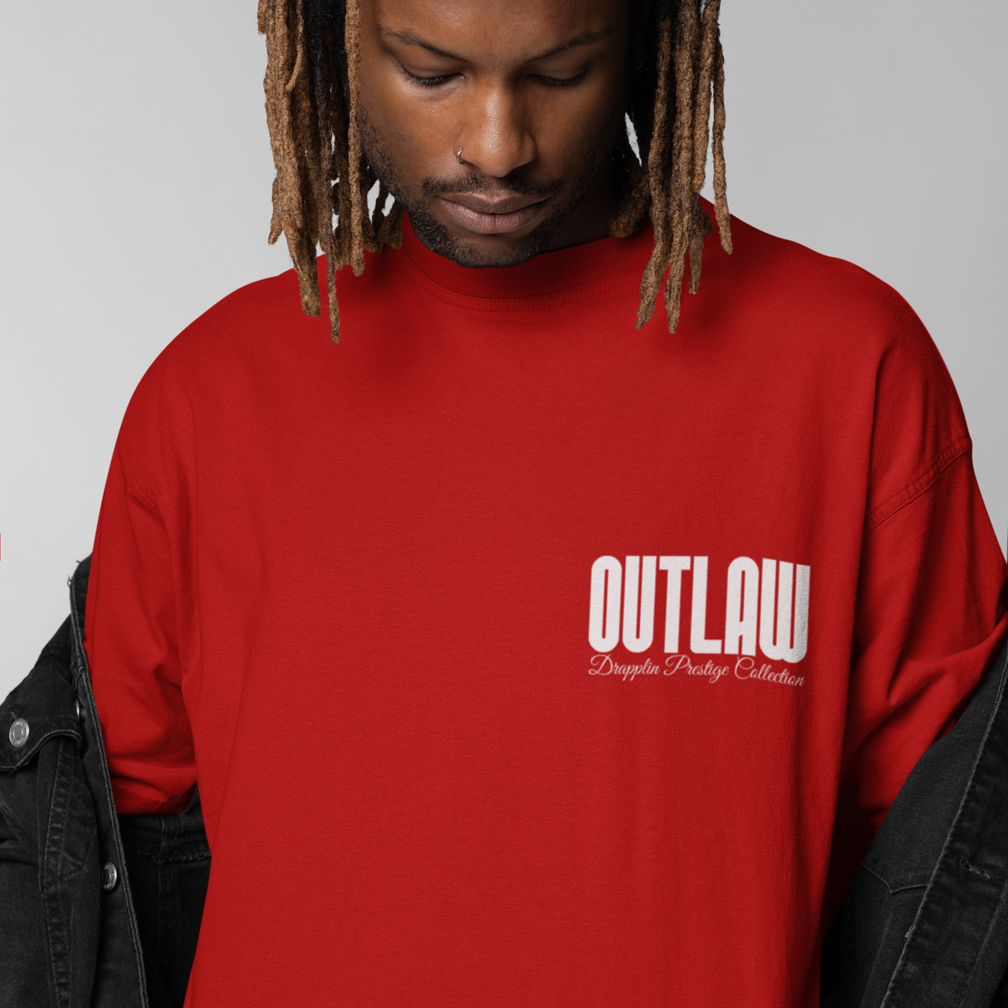 Outlaw Premium Red Oversized Typography Back Printed T-shirt