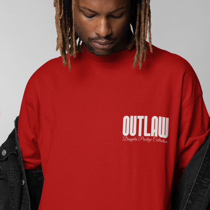 Outlaw Premium Red Oversized Typography Back Printed T-shirt
