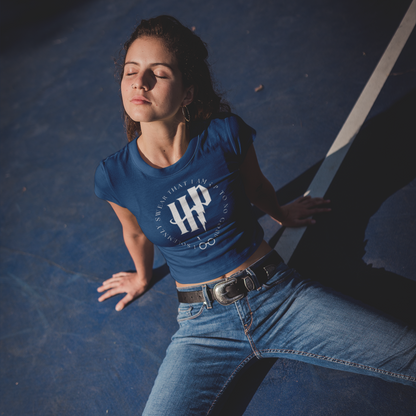 Women's Harry Potter Navy Blue Graphic Printed Crop Top T-shirt
