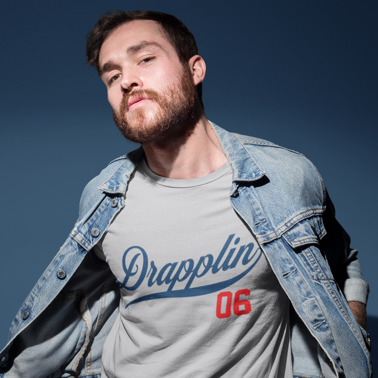 Drapplin 06 Grey Mélange Crew Neck Graphic Printed T-shirt