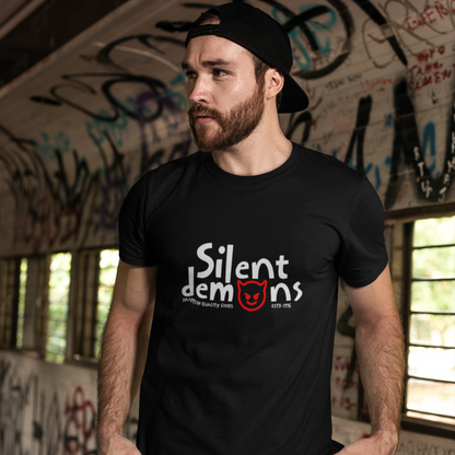 Silent Demons Black Crew Neck Graphic Printed T-shirt