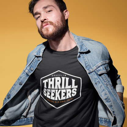 Thrill Seekers Black Crew Neck Graphic Printed T-shirt