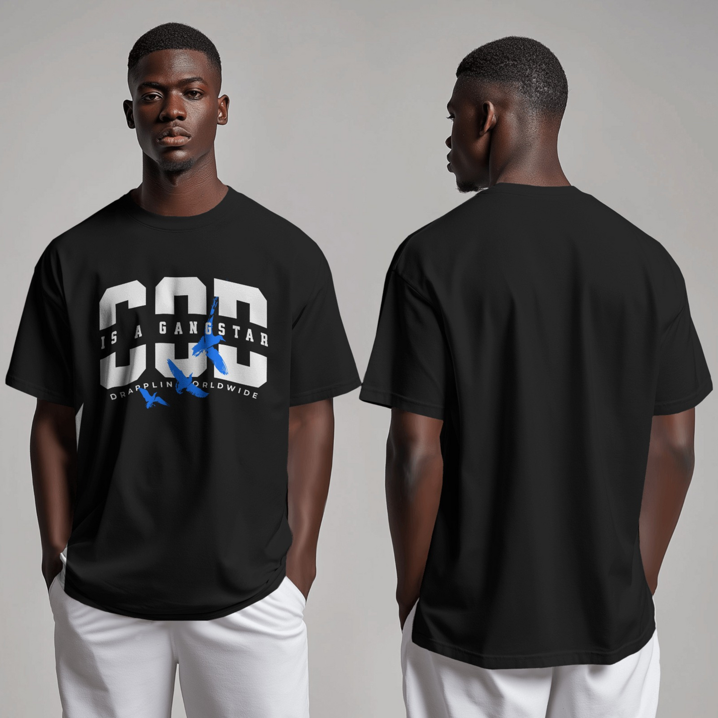 God Gangster Premium Black Oversized Typography Printed T-shirt