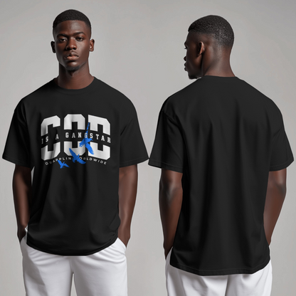 God Gangster Premium Black Oversized Typography Printed T-shirt