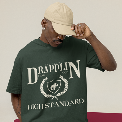 Drapplin Standard Premium Forest Green Oversized Printed T-shirt