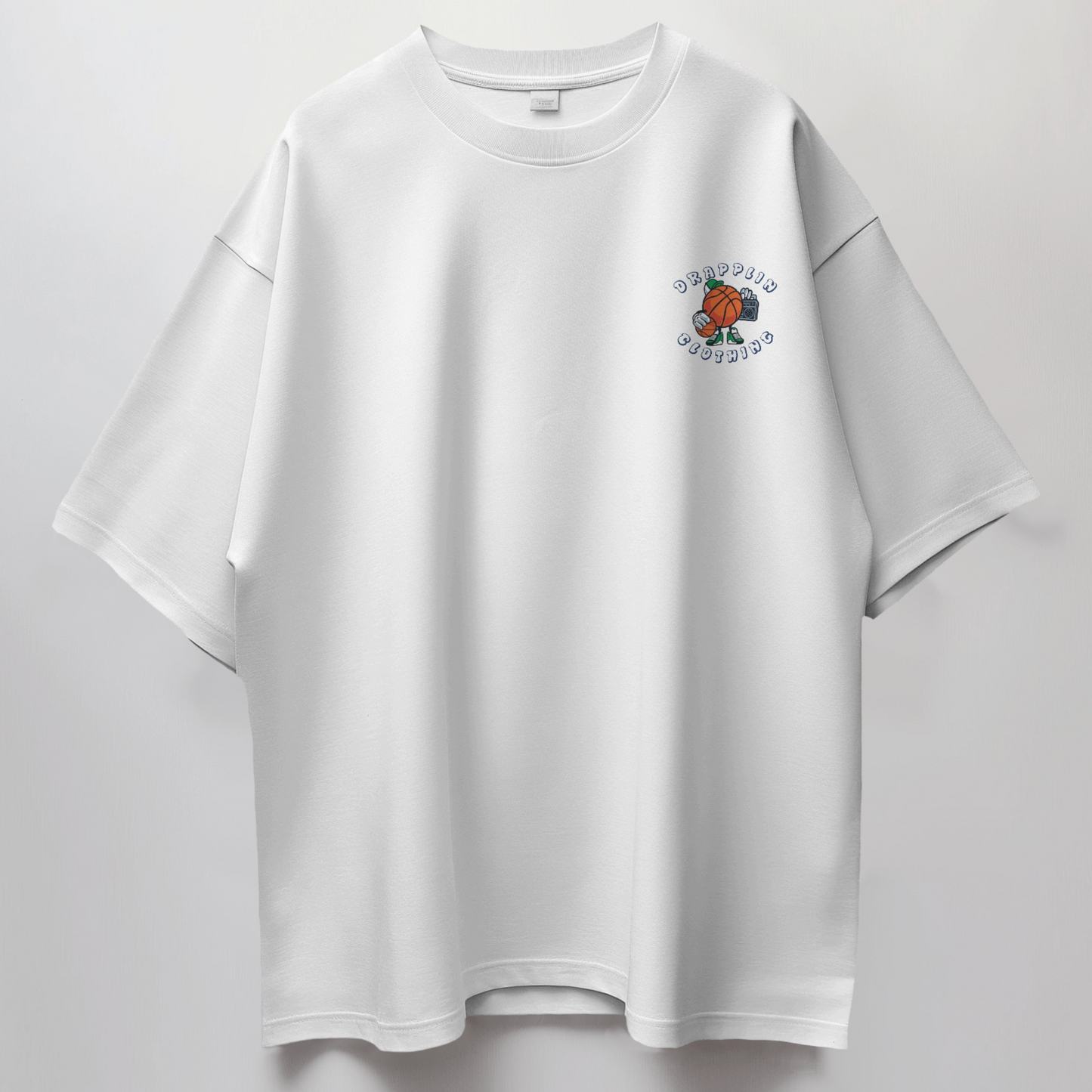 Basketball Premium White Oversized Typography Back Printed T-shirt
