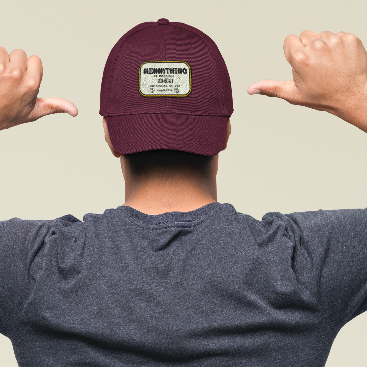 Unisex Hennything Premium Patch Maroon Baseball Cap