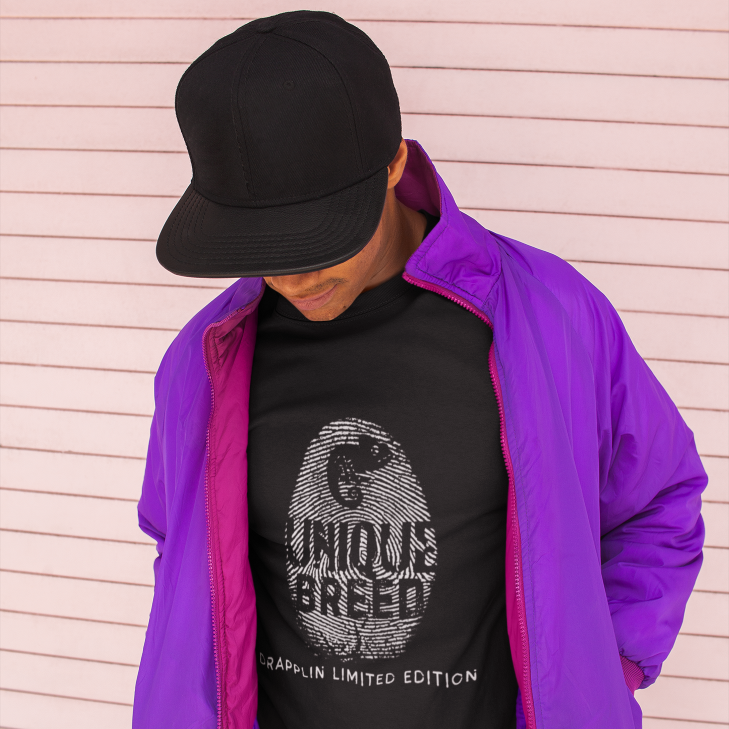 Unique Breed Black Crew Neck Graphic Printed T-shirt