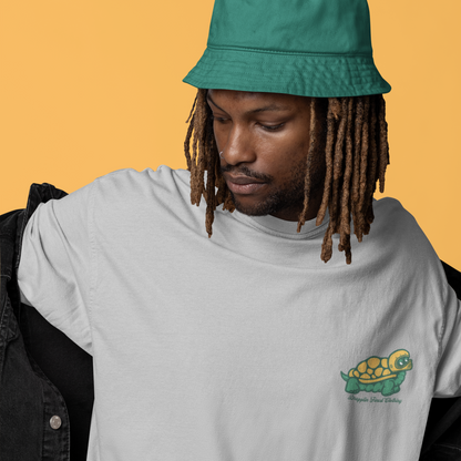 Take It Slow Grey Mélange Oversized Typography Back Printed T-shirt