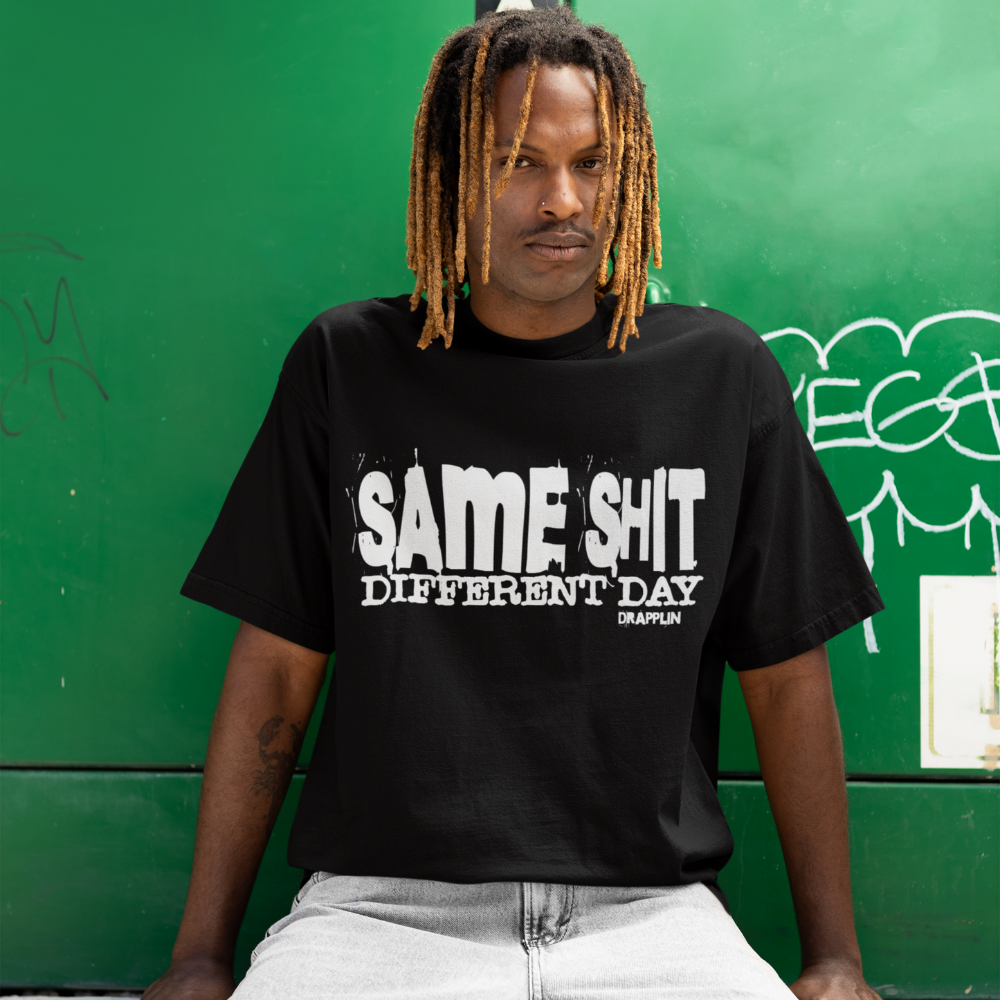 Different Premium Black Oversized Typography Printed T-shirt