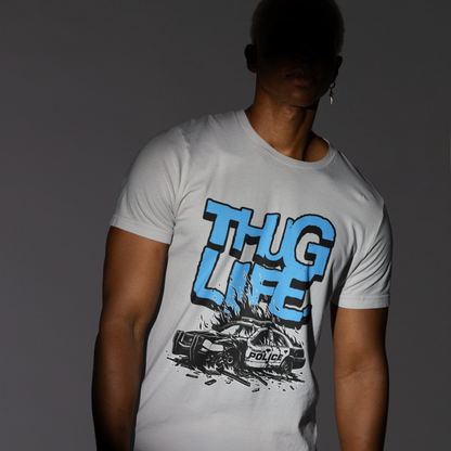 Thug Life Grey Mélange Crew Neck Graphic Printed T-shirt