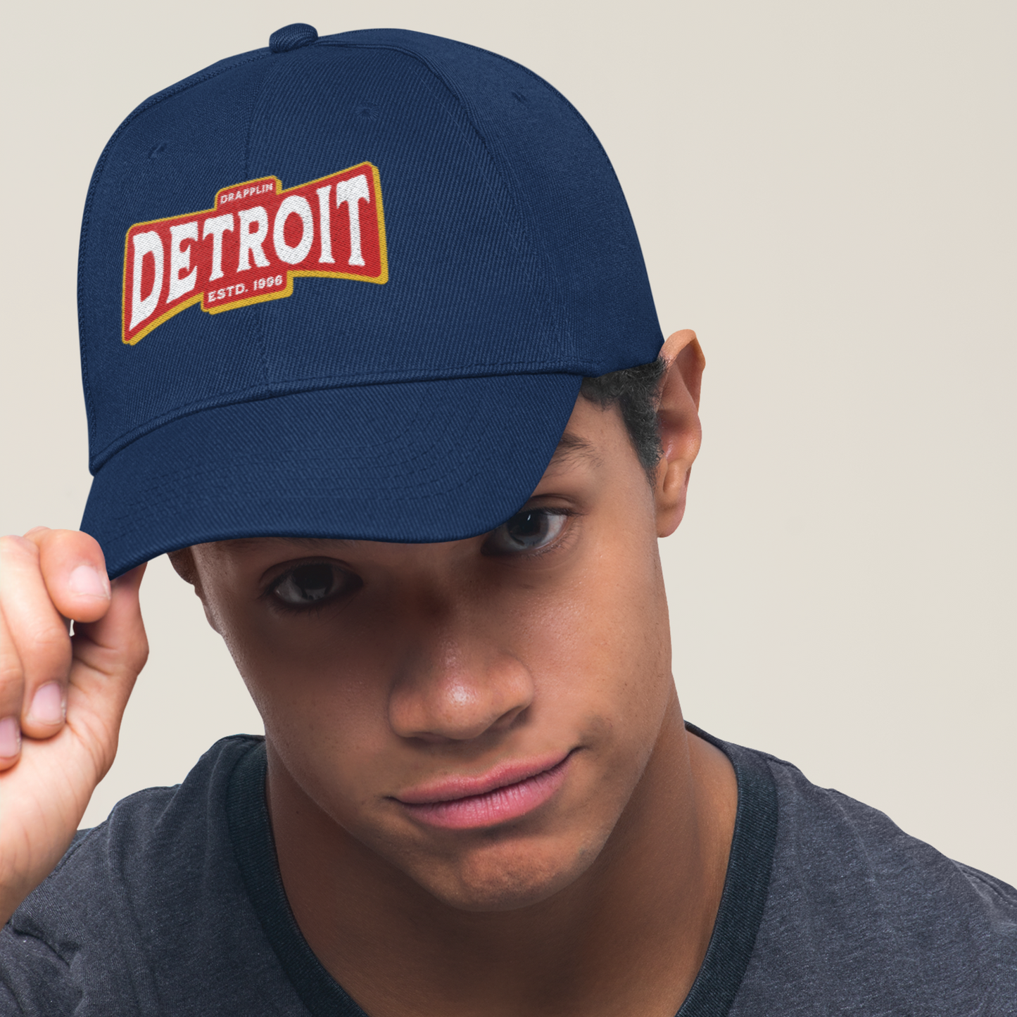 Unisex Detroit Patch Premium Navy Blue Baseball Cap