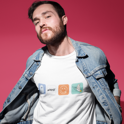 Drapplin Boxes White Crew Neck Graphic Printed T-shirt