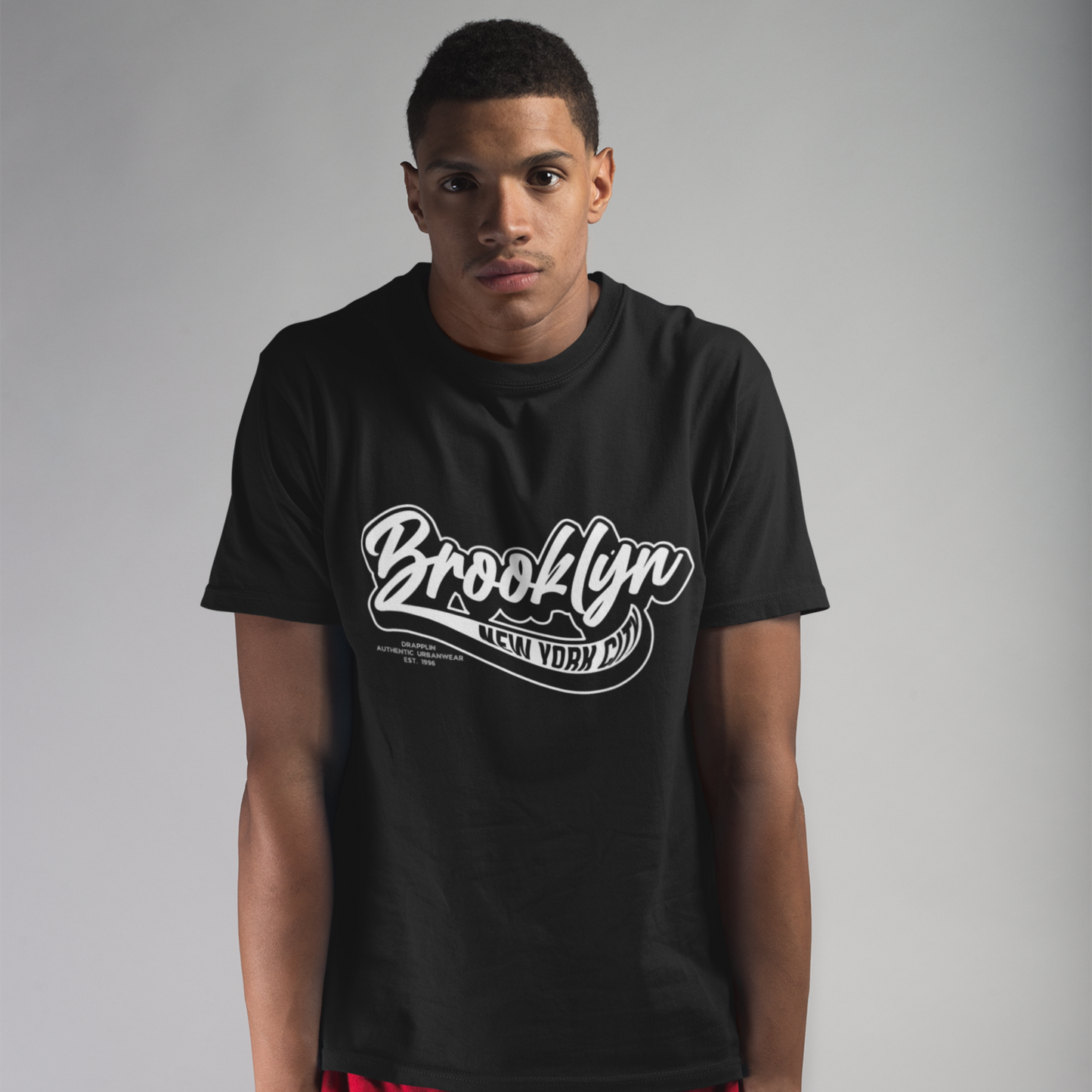 Brooklyn Black Typographic Crew Neck Graphic Printed T-shirt