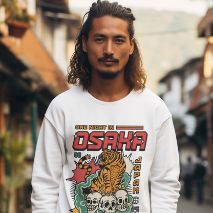 Osaka White Regular Typographic Printed Sweatshirt