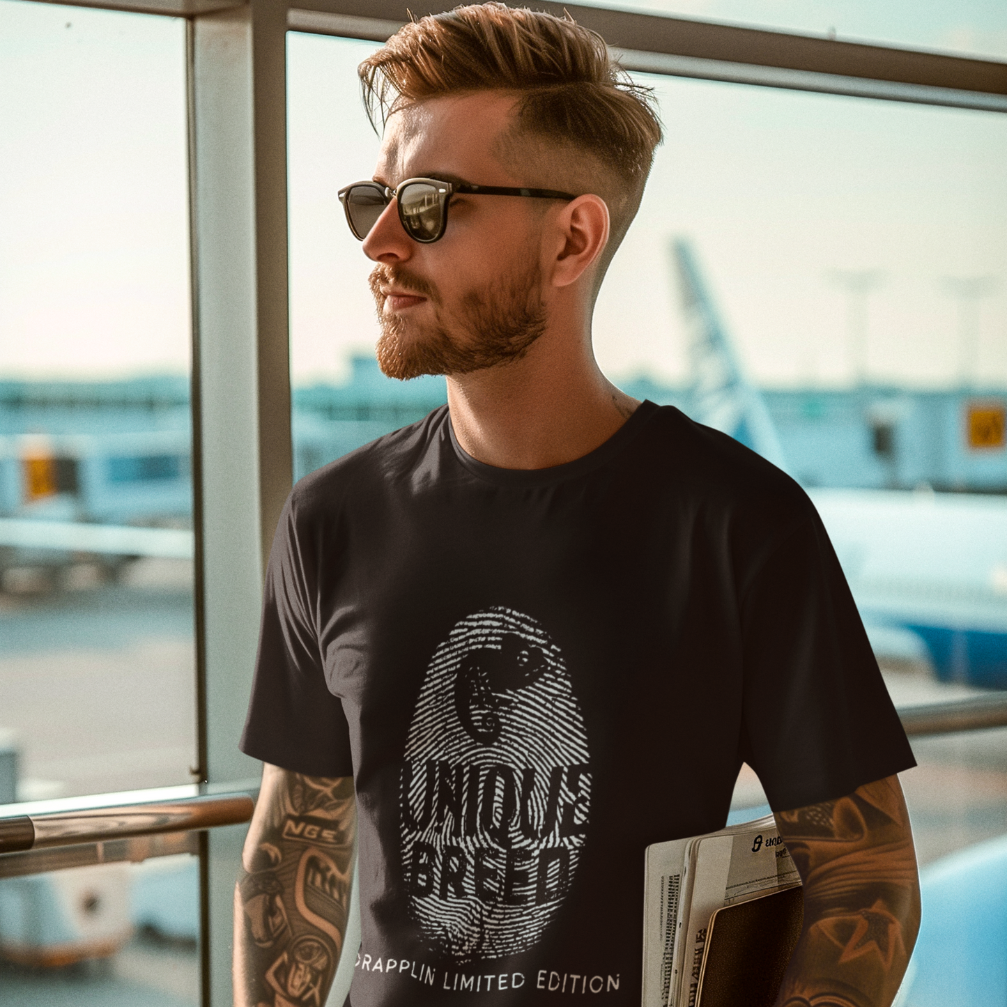 Unique Breed Black Crew Neck Graphic Printed T-shirt