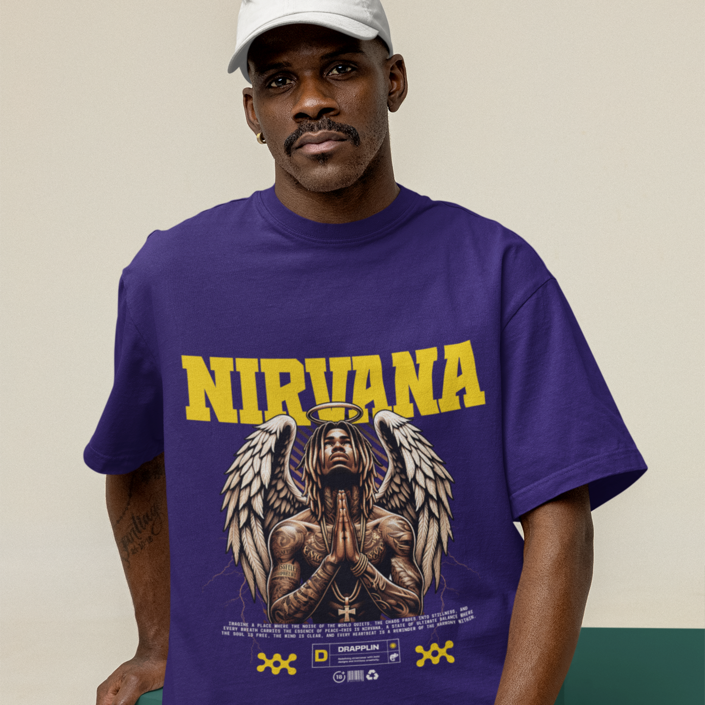 Nirvana Premium Purple Oversized Typography T-shirt