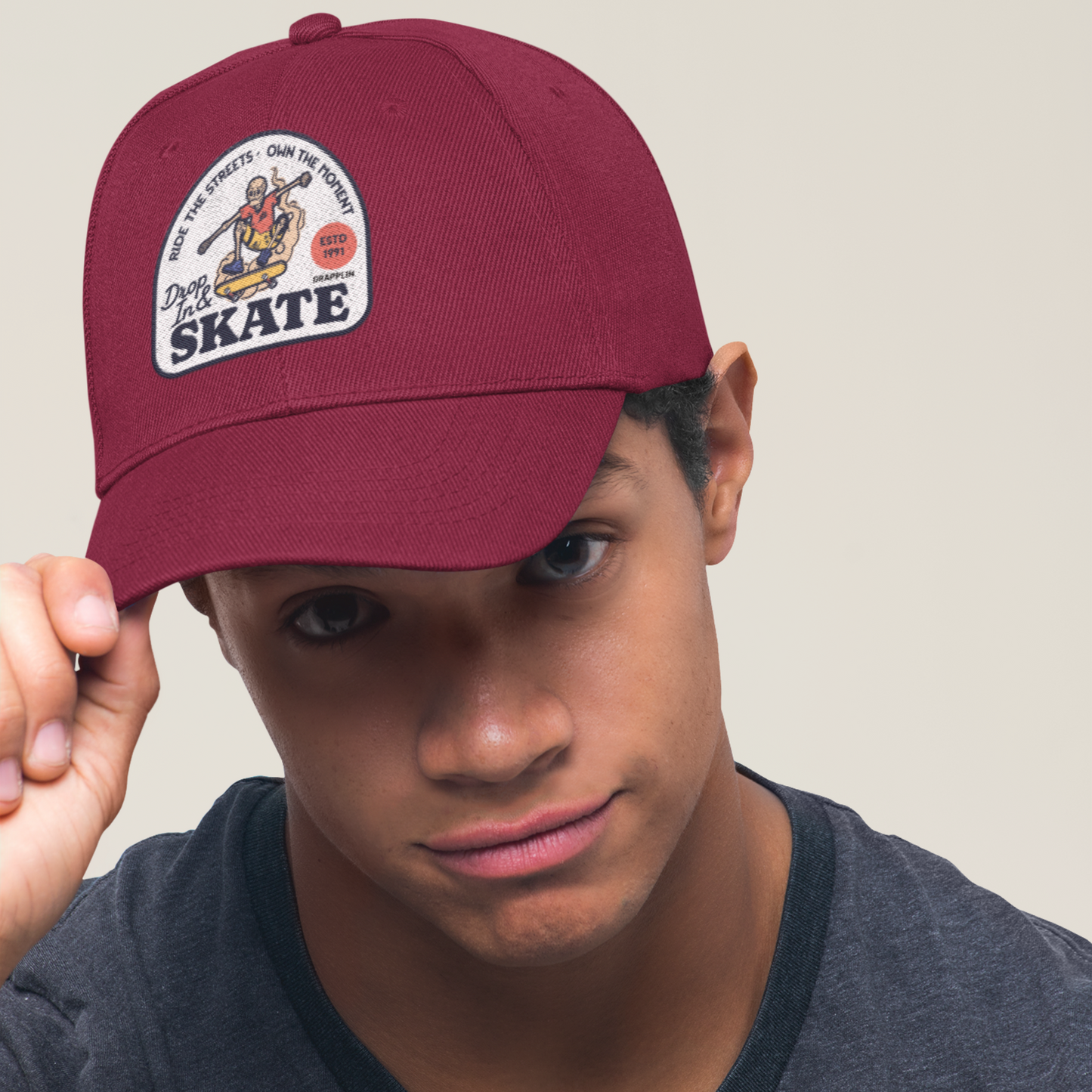 Unisex Skate Premium Maroon Baseball Cap