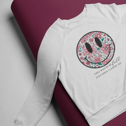Smiley White Woman Regular Typographic Printed Sweatshirt