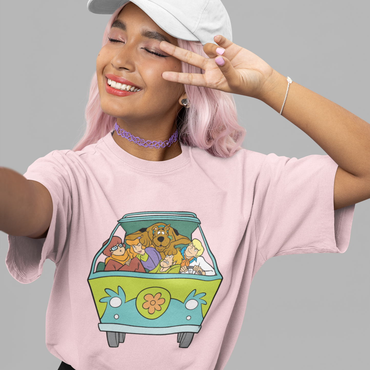 Scooby Doo Premium Unisex Light Pink Oversized Printed T-shirt