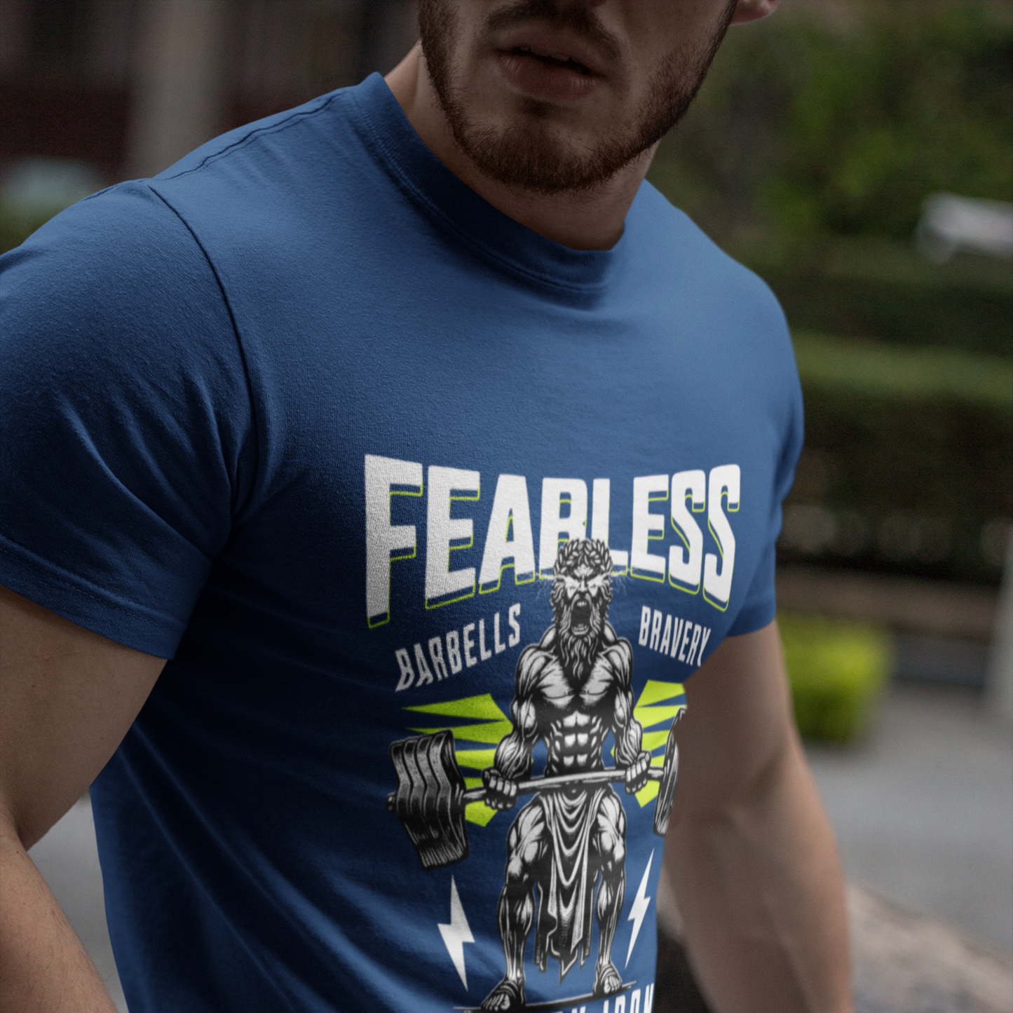 Fearless Navy Blue Crew Neck Graphic Printed T-shirt