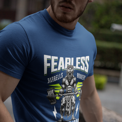 Fearless Navy Blue Crew Neck Graphic Printed T-shirt