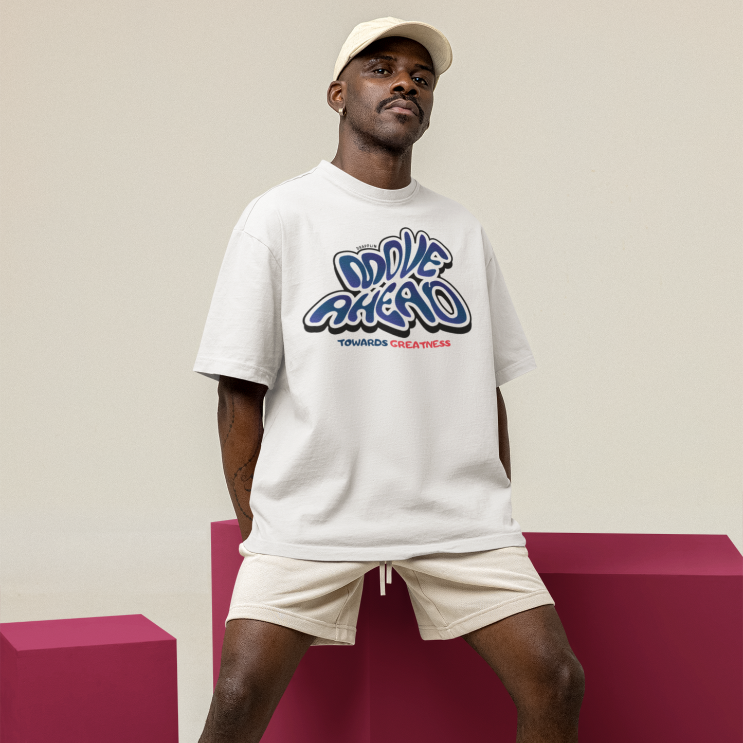 Move Premium White Oversized Typography Printed T-shirt