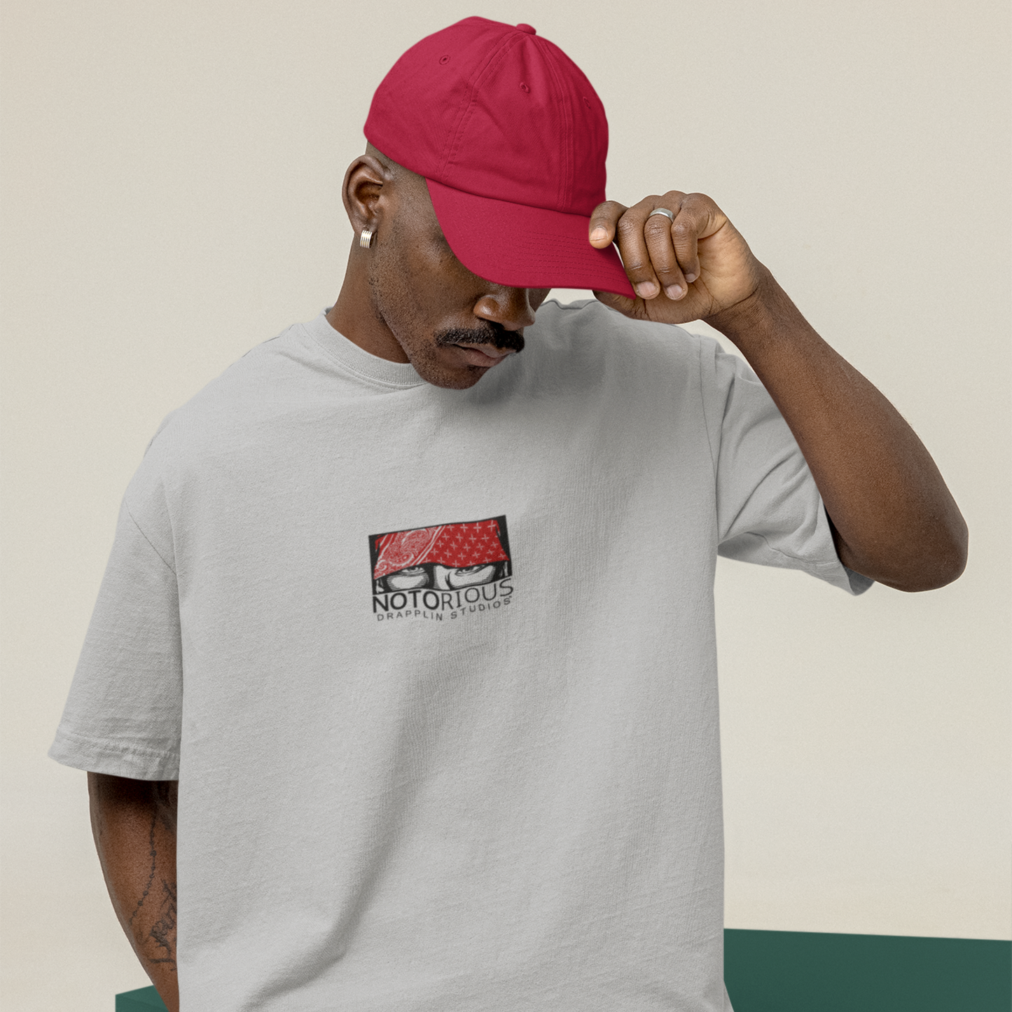 Notorious Premium Grey Mélange Oversized Typography Printed T-shirt